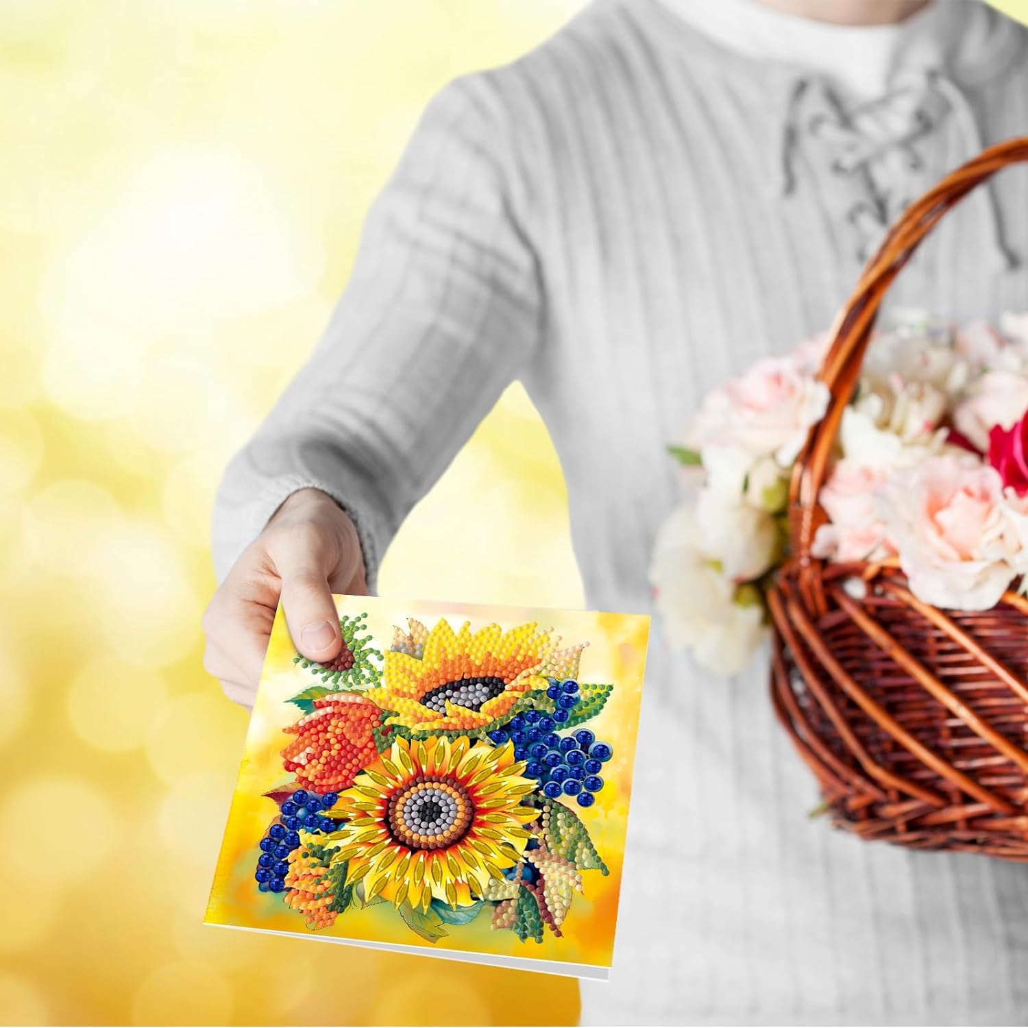 12 Packs Flower Butterfly Diamond Painting Greeting Card Kit Bird Diamond Art Greeting Cards Special Shaped Diamond Painting Greeting Card Arts Crafts for Birthday Thanksgiving Day