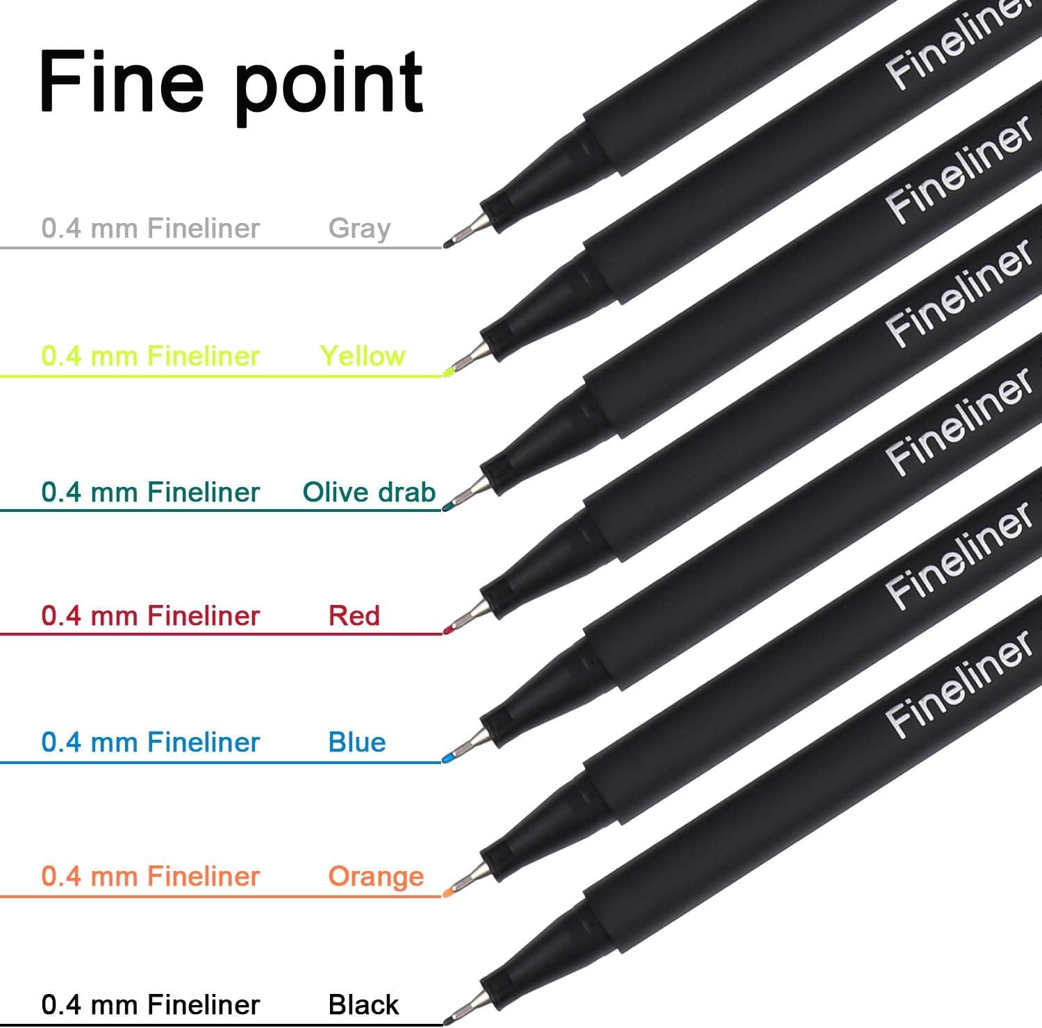Fineliner Pens Fine Point Pens, 24 Colors 0.4Mm Fineliner Color Pen Set Fine Point Markers Fine Tip Drawing Pens for Journaling Writing Note Taking Calendar Adult Coloring