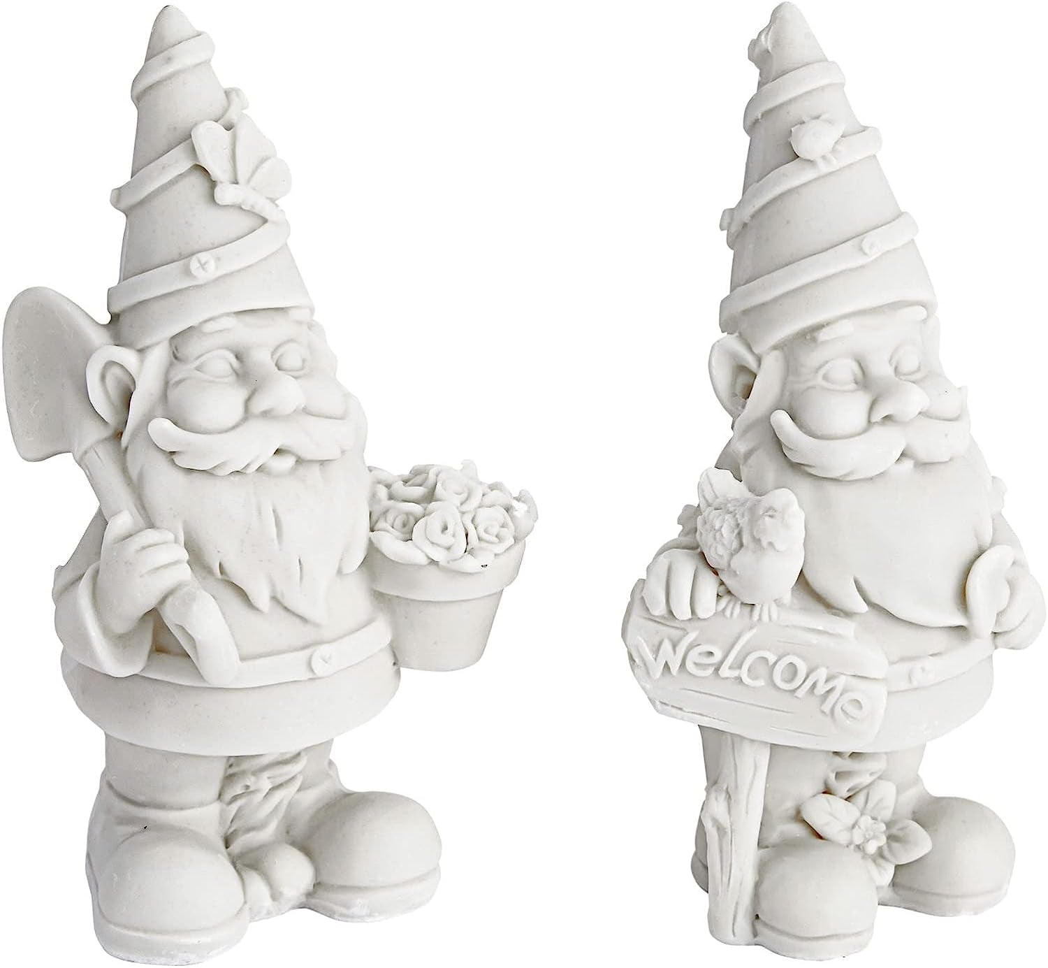 2 Pack Ceramics to Paint - Paint Your Own Garden Gnome Statues, Blank Paintable Ceramics for Adults (5 In)