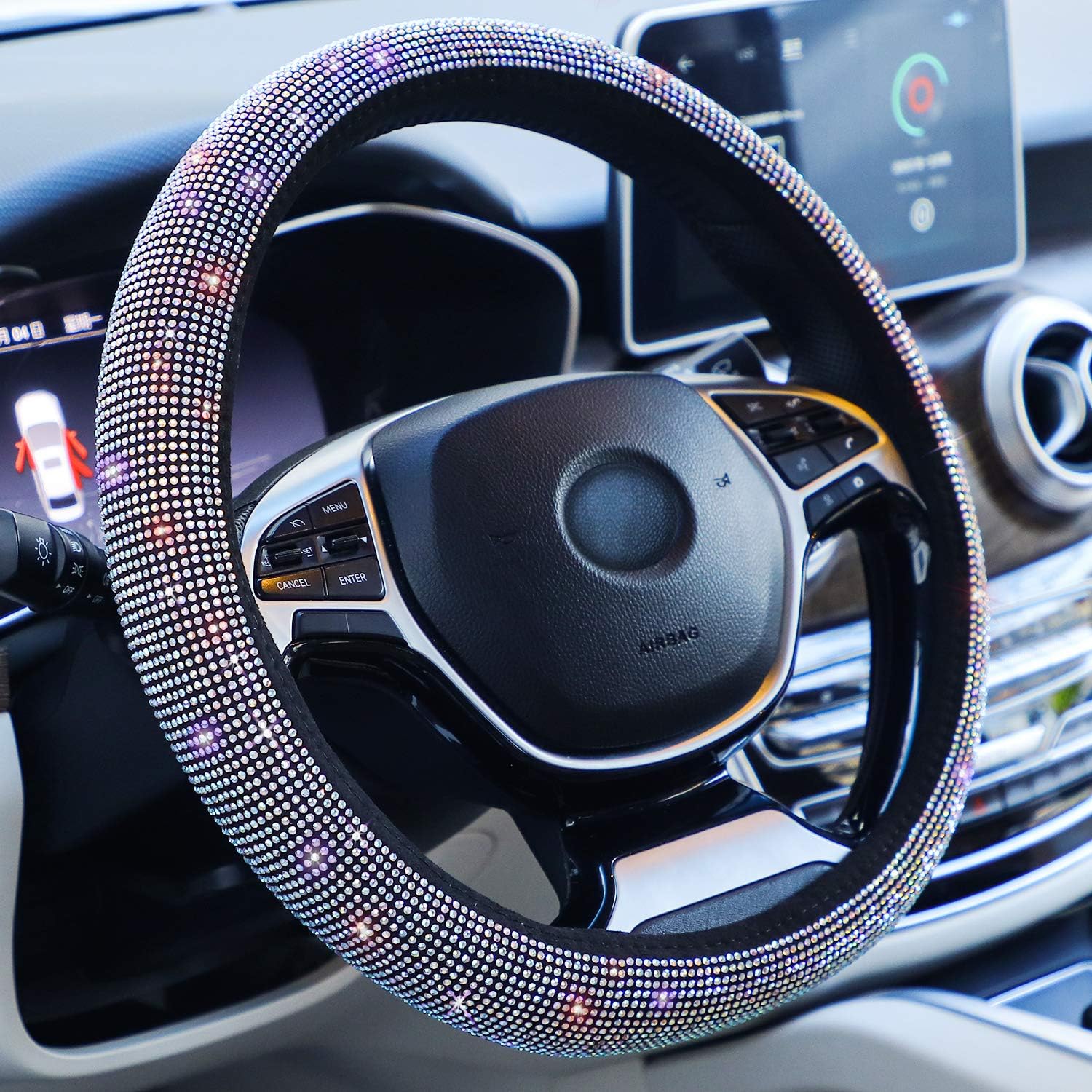 Luxury Diamond Rhinestone Steering Wheel Cover – Universal Fit &amp; Anti-Slip