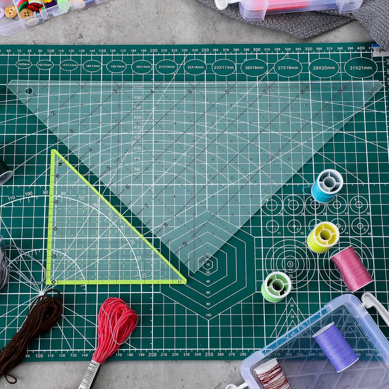 2 Pieces Folded Corner Ruler Acrylic Folded Corner Clipper Tool Simplicity 45 Degree Triangle Ruler and Quilting Template for Sewing Cutting Cutter Tools, Transparent