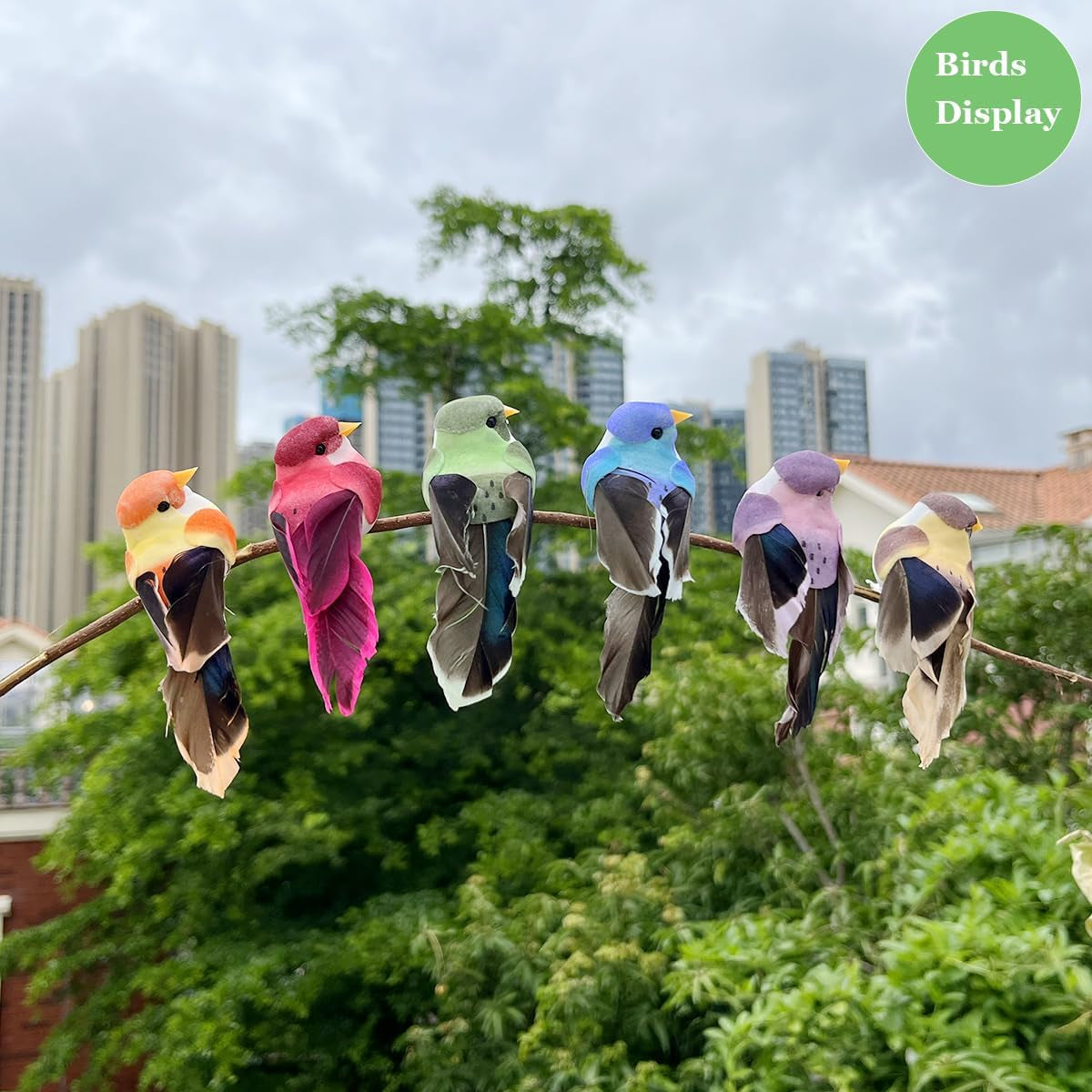 12Pcs Artificial Decorative Birds 3.5-Inch Realistic Feather Sparrow Clip on Bird Ornaments for Crafts Christmas Tree Decoration Home Decor Flower Arrangements