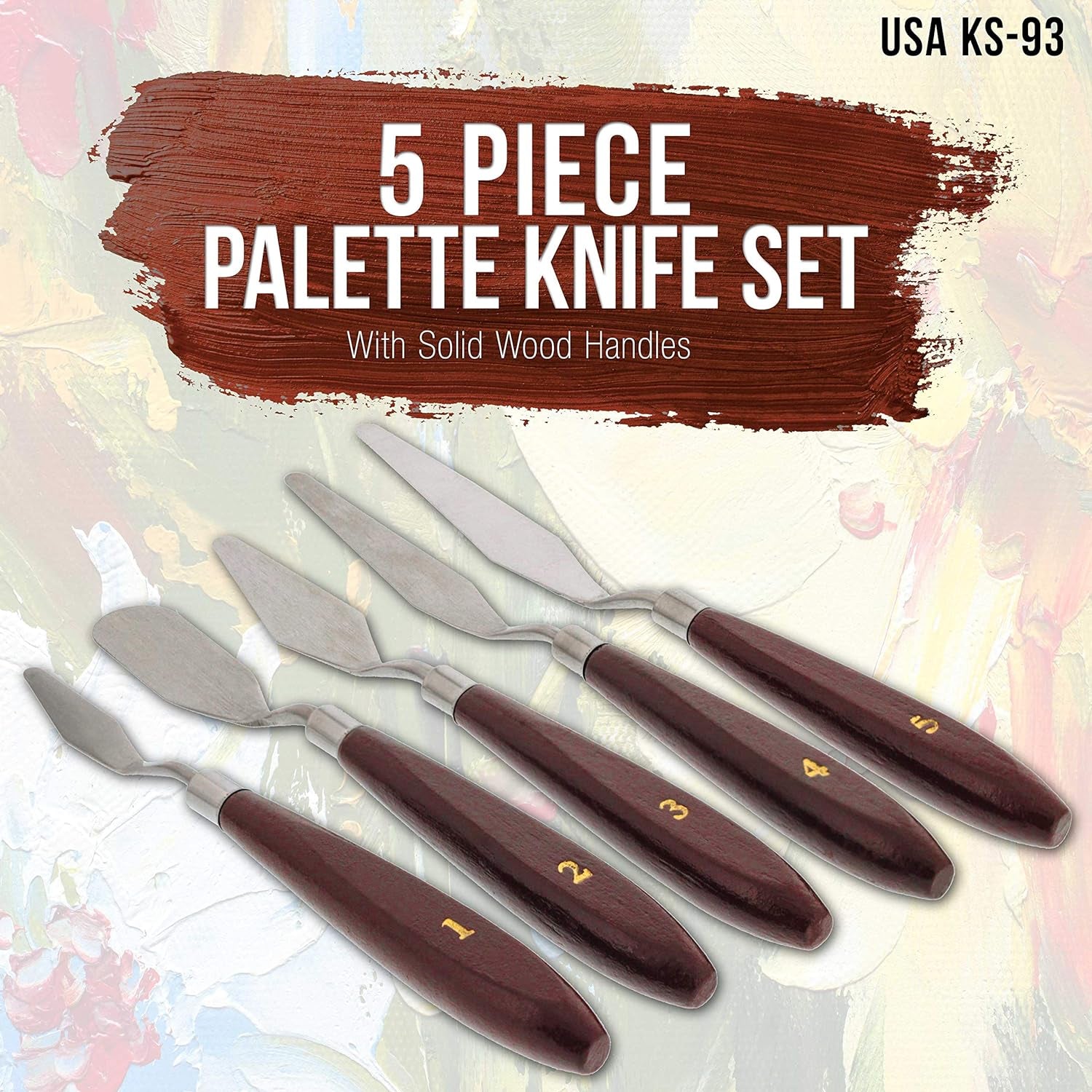 5-Piece Stainless Steel Palette Knife Set - Flexible Spatula Painting Knives for Color Mixing, Spreading, Applying Oil &amp; Acrylic Paint on Canvases, Cake Icing, 3D Printer Removal Tool