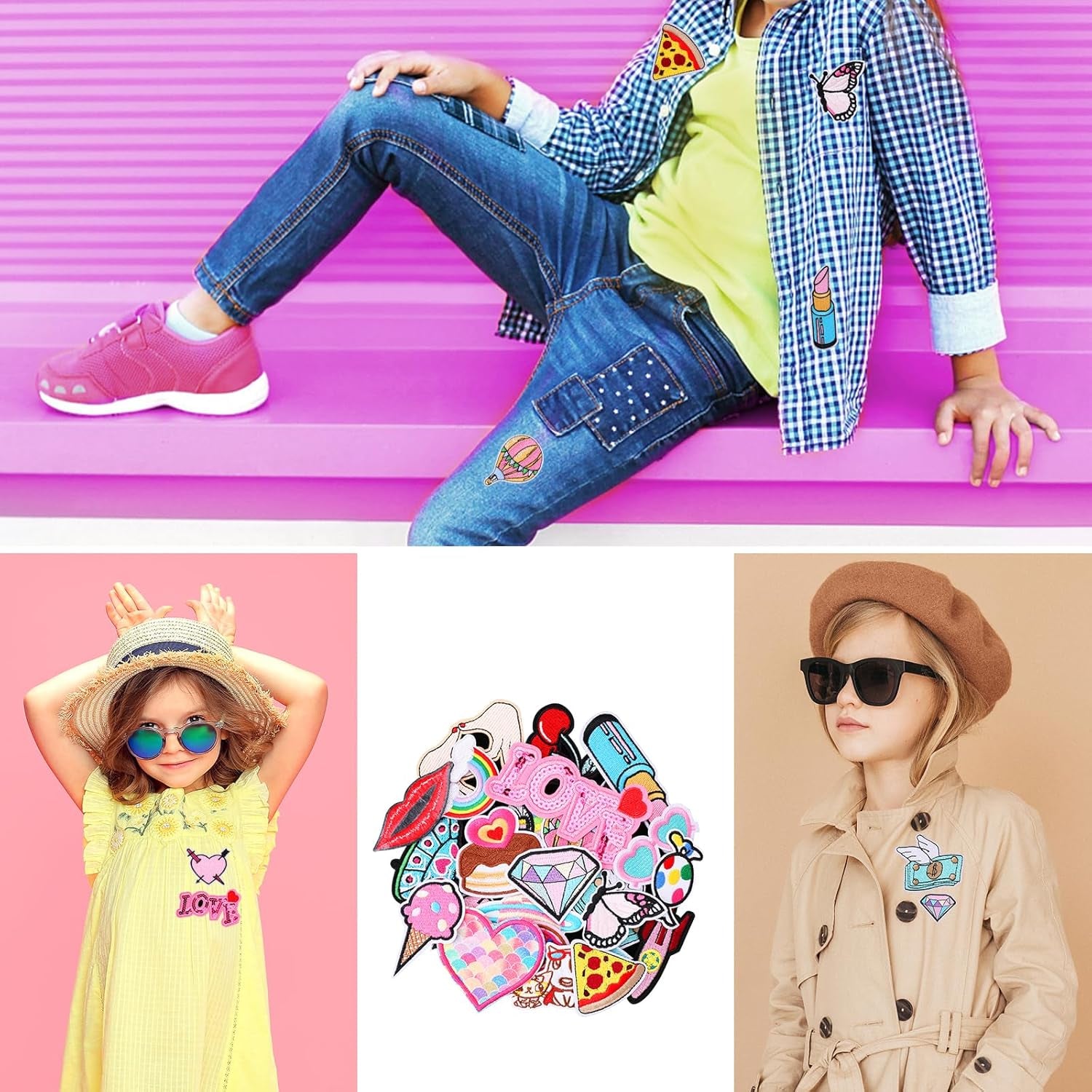 30Pcs Girls Iron on Patches for Clothing Jackets DIY Sew Embroidered Applique Decorative Repair Patches on Patches for Clothes Backpacks Jackets Jeans Dress Hats