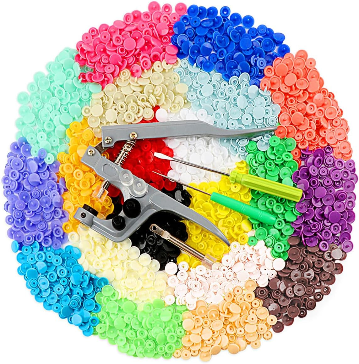400 Sets Snap Buttons with Snap Pliers T5 Plastic Snaps No-Sew Buttons Fastener Setter for Clothing Diapers Bibs Rain Coat Crafting