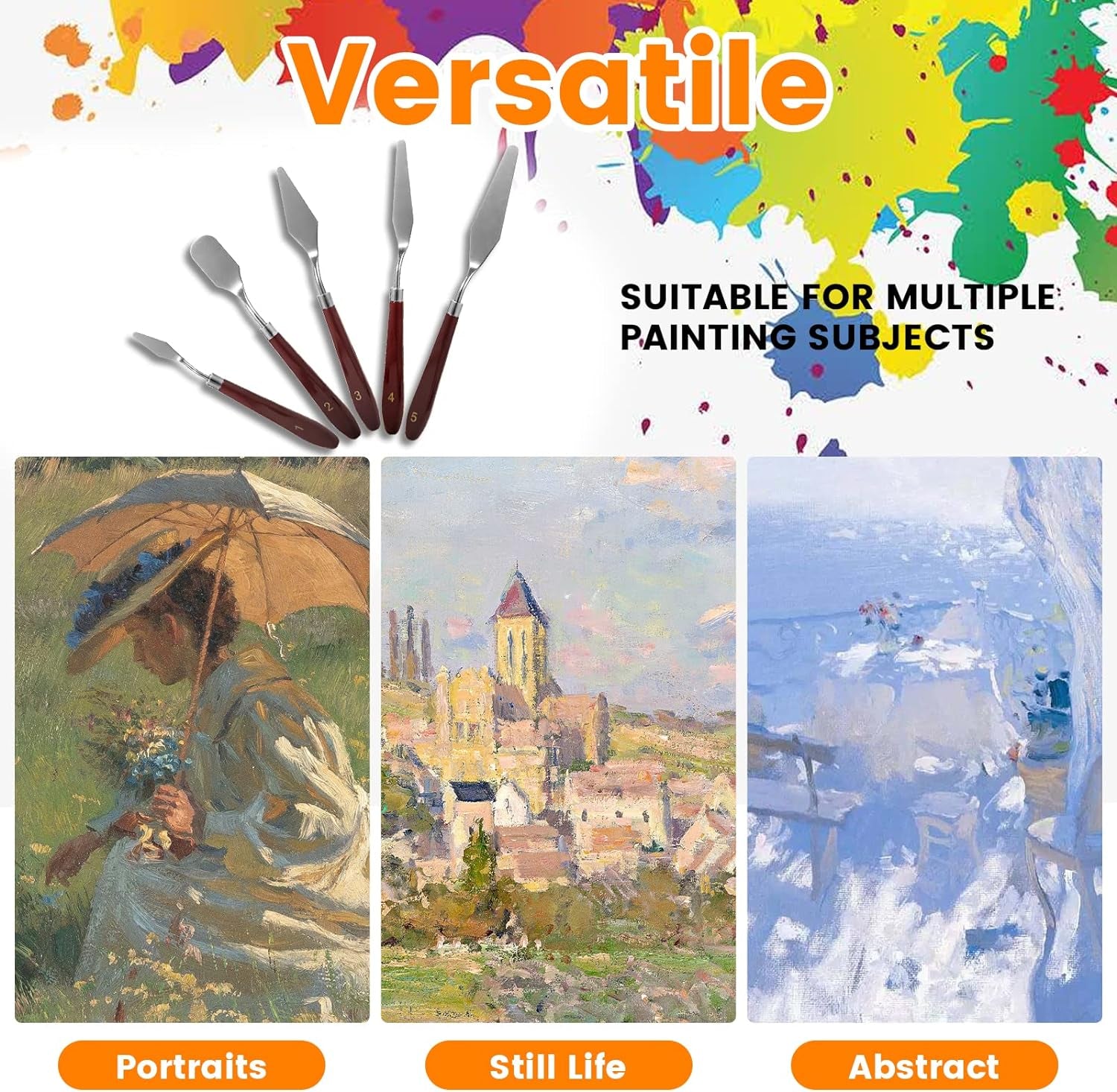 10PCS Palette Knife, Stainless Steel Painting Knife Set, Flexible Spatula Pallet Knife, Metal Artist Knives, Oil Painting Accessories Color Mixing Scraper for Oil, Canvas, Acrylic Painting by