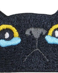 Black Cat Face Iron on Patches for Clothing Embroidered Applique Patch Badge Sew on Cry Cat Emblem DIY Craft (Cry Cat)