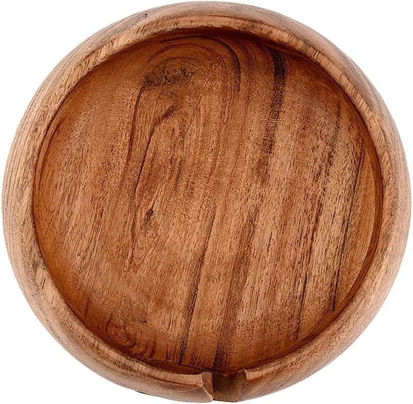Acacia Wood Wooden Yarn Bowl for Crocheting &amp; Knitting Hand Made by Indian Artisans Birthday Gifts for Mom &amp; Knitting Lovers (6" X 6" X 3")
