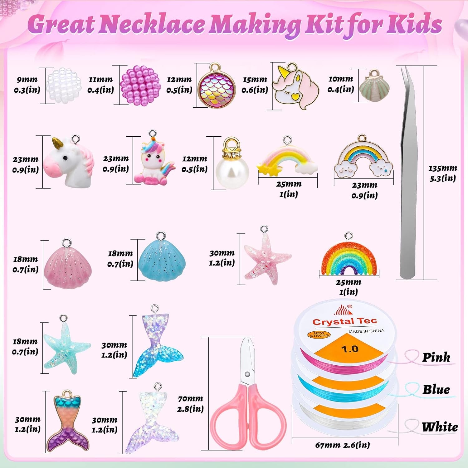 773Pcs Mermaid Charm DIY Bead Kit for Kids Girls with Pearl Starfish Shell, Ocean Beads with Mermaid for Bracelet Necklace Making