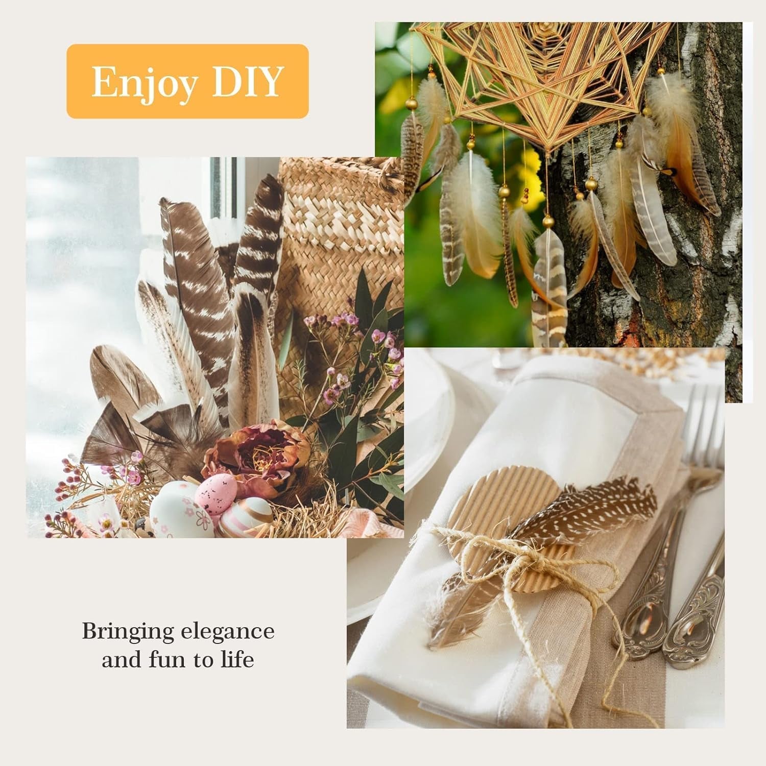 40Pcs Natural Pheasant Feathers, Spotted Feathers, Turkey Feathers, 4 Styles Feathers for Crafts DIY Hat Floral Arrangements Wing Quill Wedding Home Party