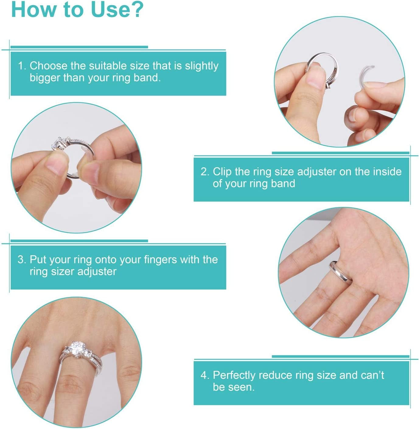 Invisible Ring Size Adjuster for Loose Rings Ring Adjuster Fit Any Rings, Assorted Sizes of Ring Sizer