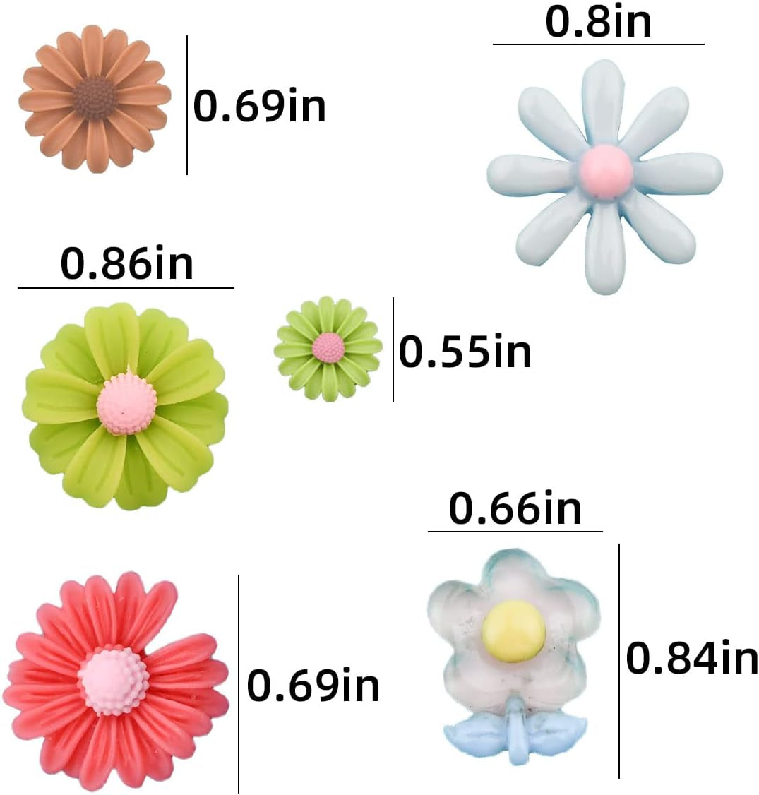 100 Pieces Flatback Resin Daisy Flowers Charms for Craft DIY Flower Cabochons Charms for Jewelry Making Scrapbooking Embellishments Mixed Color Sunflower Resin Slime Charms Hair Clip Phone Case Decor