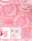 150PCS Acrylic Pastel Beads for Jewelry Making,  Colorful Bow Butterfly Flower Kawaii Plastic Candy Heart Cute Macaroon Aesthetic Beads for Bracelet Necklace DIY Supplies (Pink)