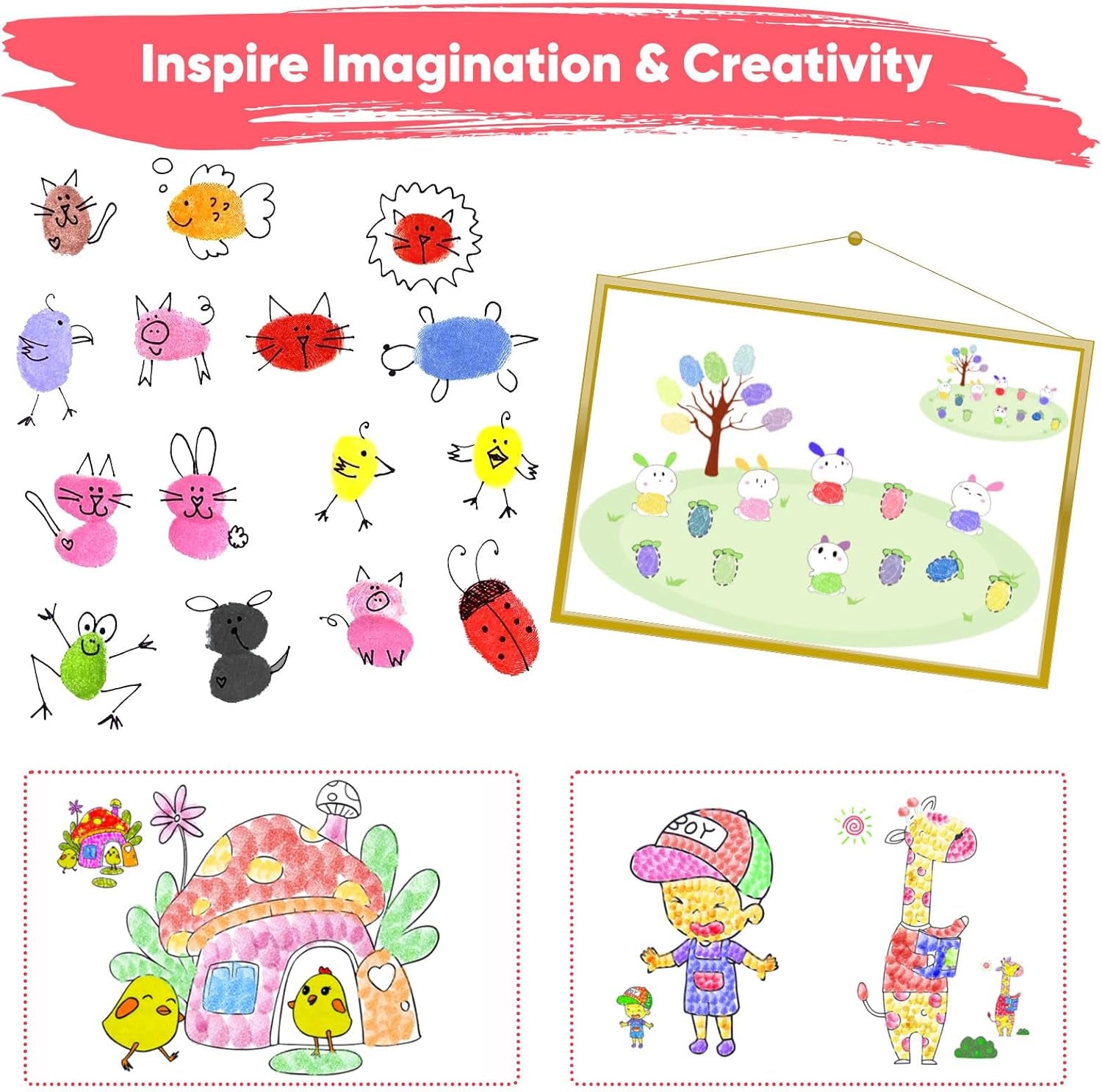 16 Pack Washable Ink Pads for Kids, 7" Large round Stamp Pads for Finger Painting Rubber Stamps