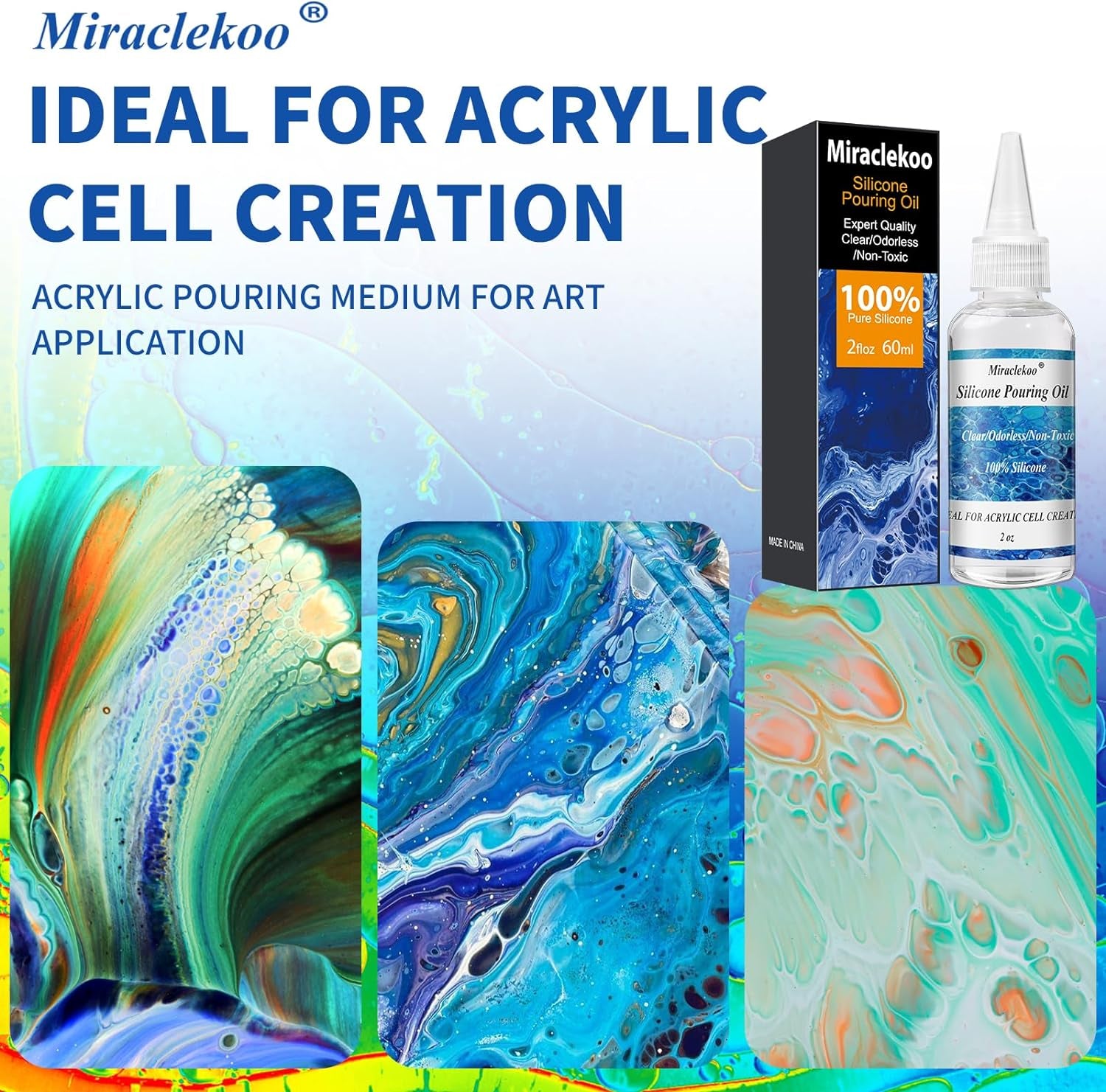 Silicone Pouring Oil Acrylic Pouring Oil Cell Activator Pure Silicone Oil for Cell Creation in Acrylic Paint,2 Ounce