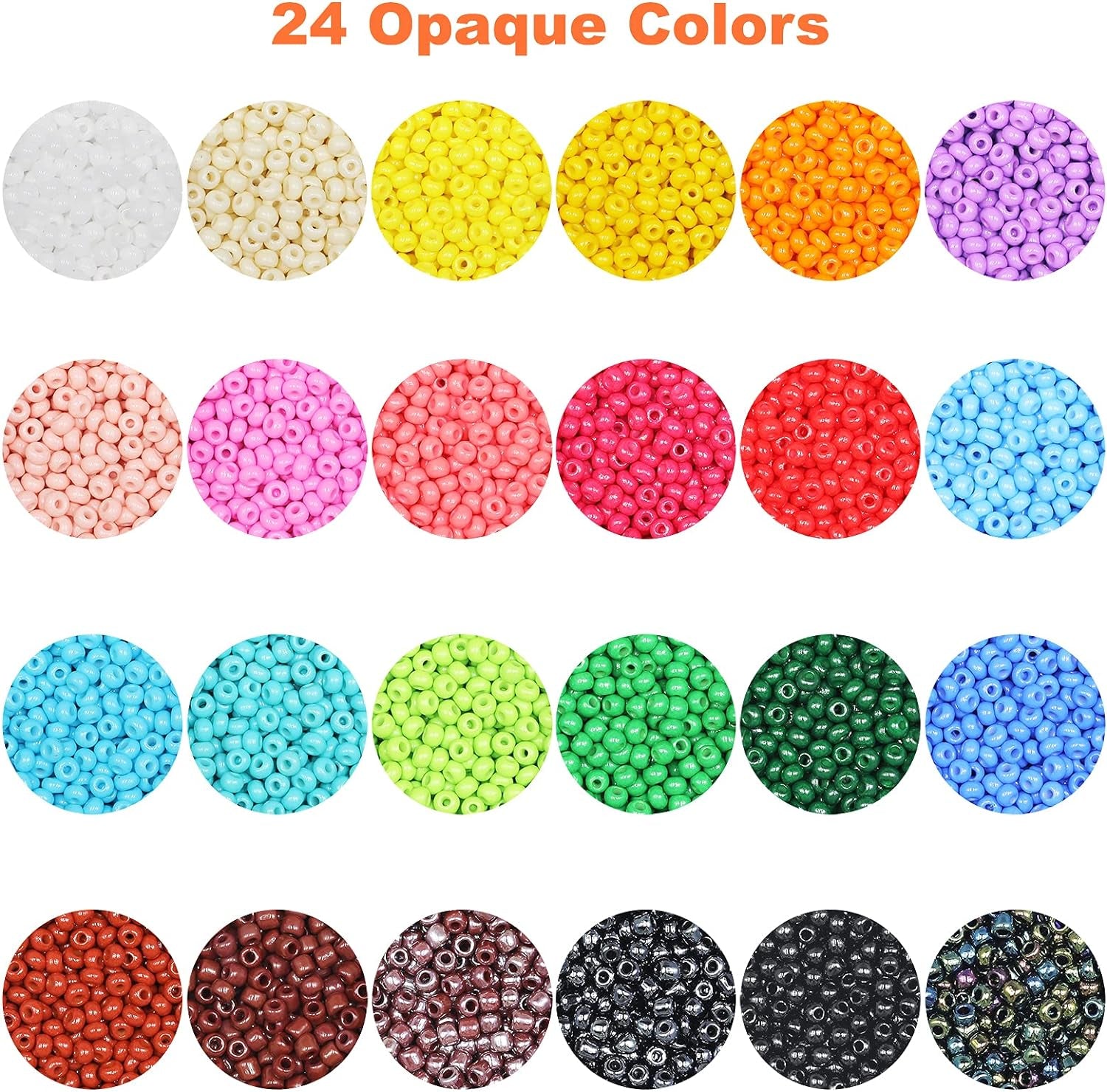 Total 48000Pcs Size 2Mm Seed Beads for Jewelry Making,12/0 Tiny Craft Beading Kit Set,260Pcs Letter Alphabet Beads with Elastic String,Earring Hooks and Claw Clasps