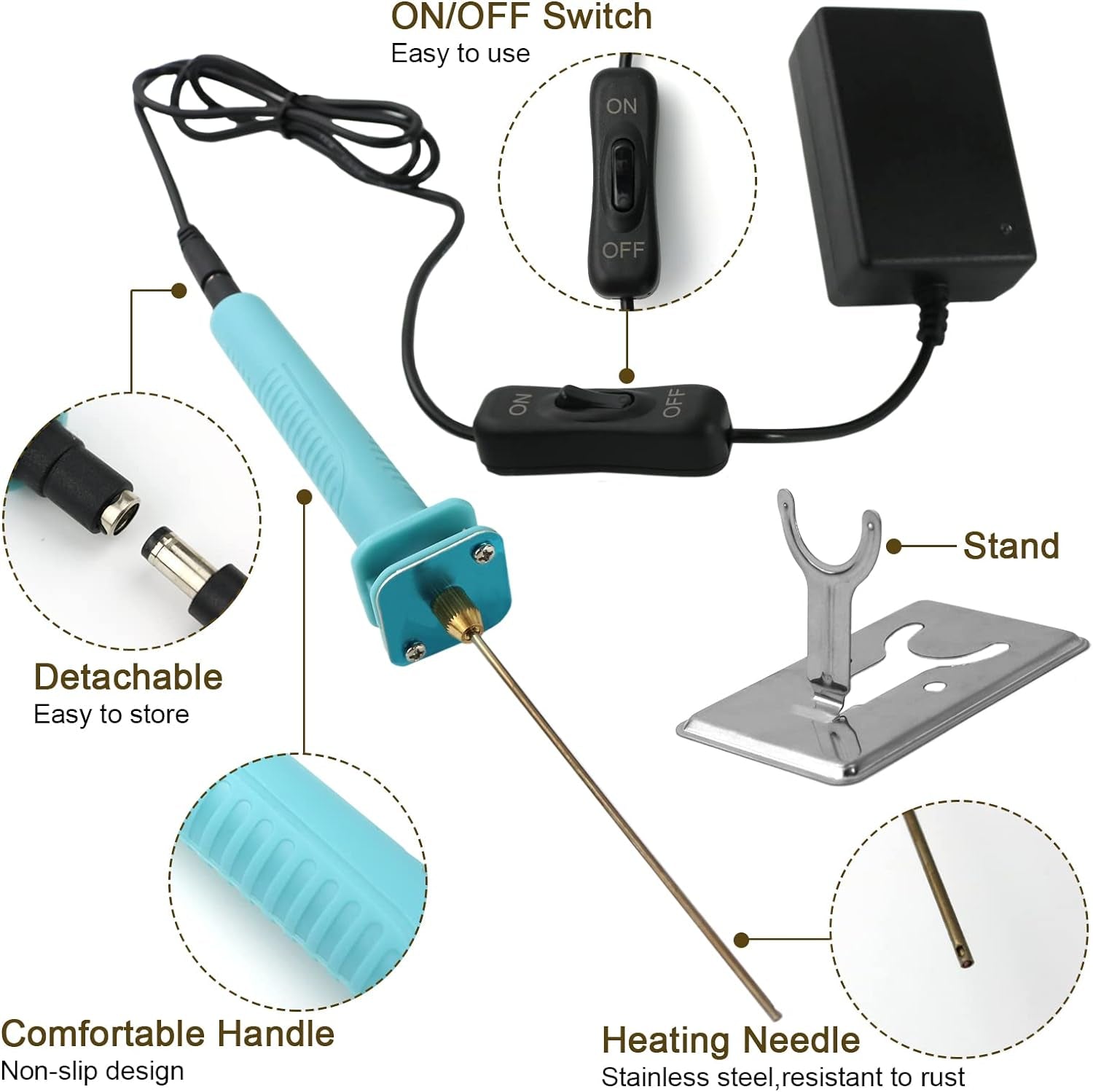 Foam Cutter Electric Hot Wire Cutter Pen 10CM Foam Board Cutter with Stand 18W Hot Knife Styrofoam Cutting Pen with Apaptor Foam Cutting Tool for White Sofe Styrofoam Foam Cutting,Arts,Handcraft