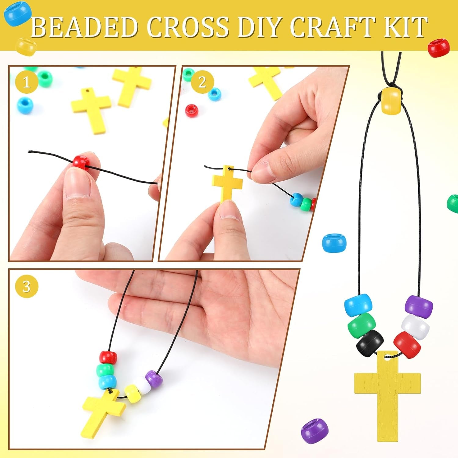 36 Sets Bible Crafts for Kids Wristband Cross Crafts Religious Bead Wristband Kit Christian Faith Jesus Cross Beads DIY Jewelry Making Gifts for VBS Sunday School Supplies Fun Home Activities