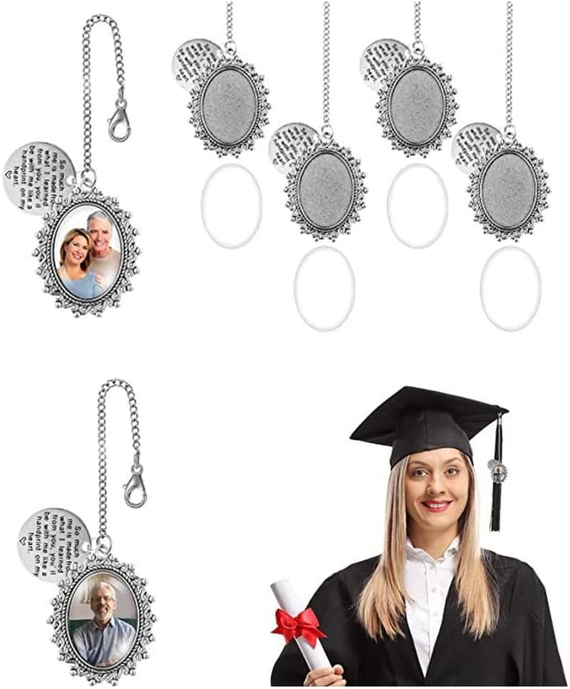 Graduation Memorial Photo Charm, Tassel Memorial Charm Graduation Decorations Class of 2024, DIY Memory Mortarboard Pendants for Graduation Cap