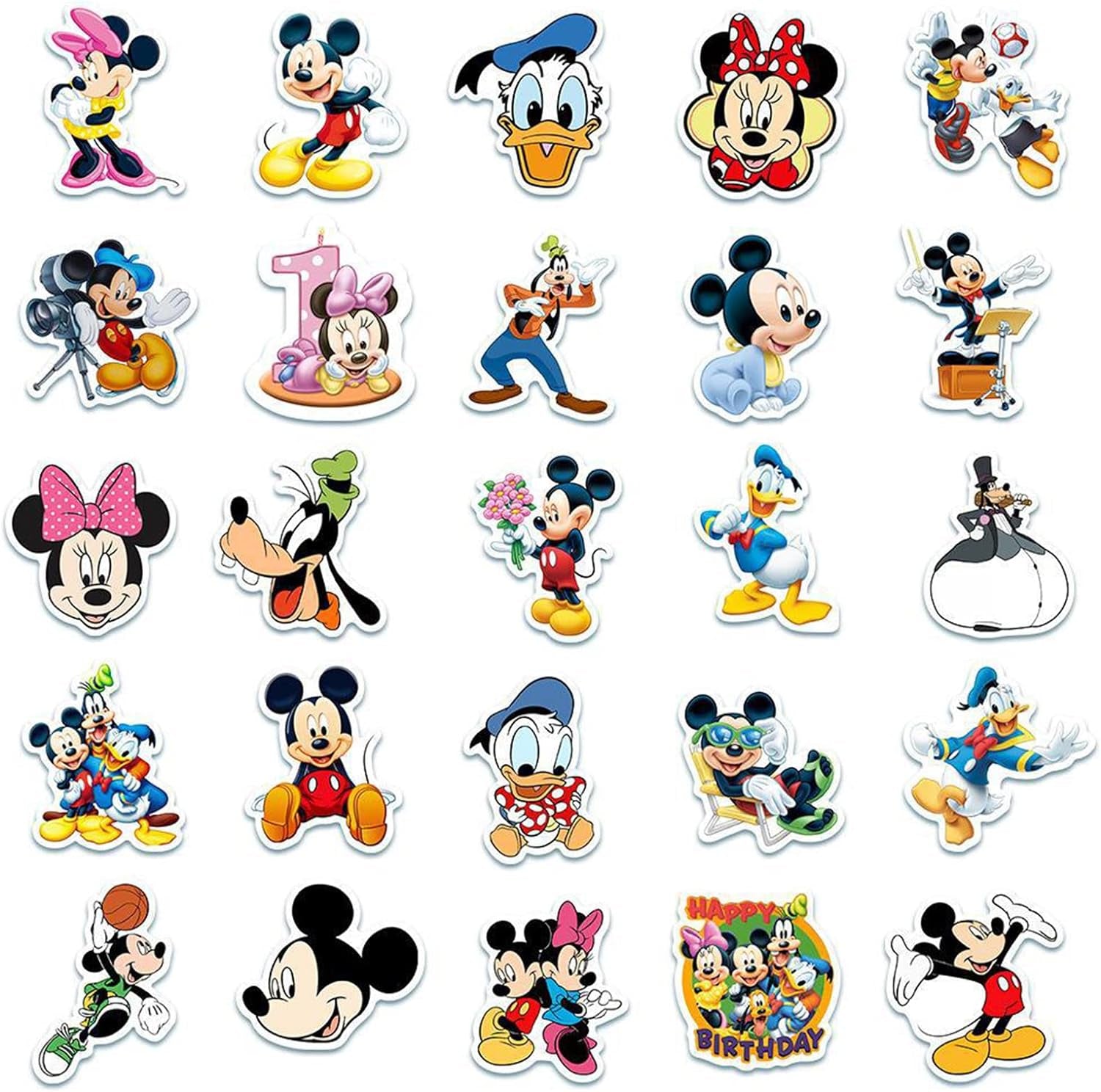 50Pcs Hot Disney Mickey Mouse Stickers for Water Bottle Cup Laptop Guitar Car Motorcycle Bike Skateboard Luggage Box Vinyl Waterproof Graffiti Patches JHSL