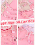 150PCS Acrylic Pastel Beads for Jewelry Making,  Colorful Bow Butterfly Flower Kawaii Plastic Candy Heart Cute Macaroon Aesthetic Beads for Bracelet Necklace DIY Supplies (Pink)