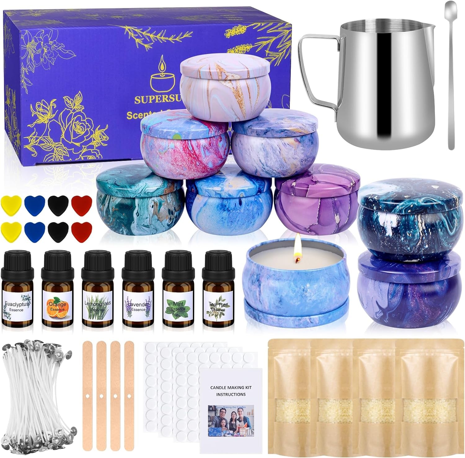 Candles Making Kit for Adult - Christmas DIY Gift for Kid and Beginner, Includes Beeswax, Essential Oils, Dyes, and More DIY Candle Making Supplies
