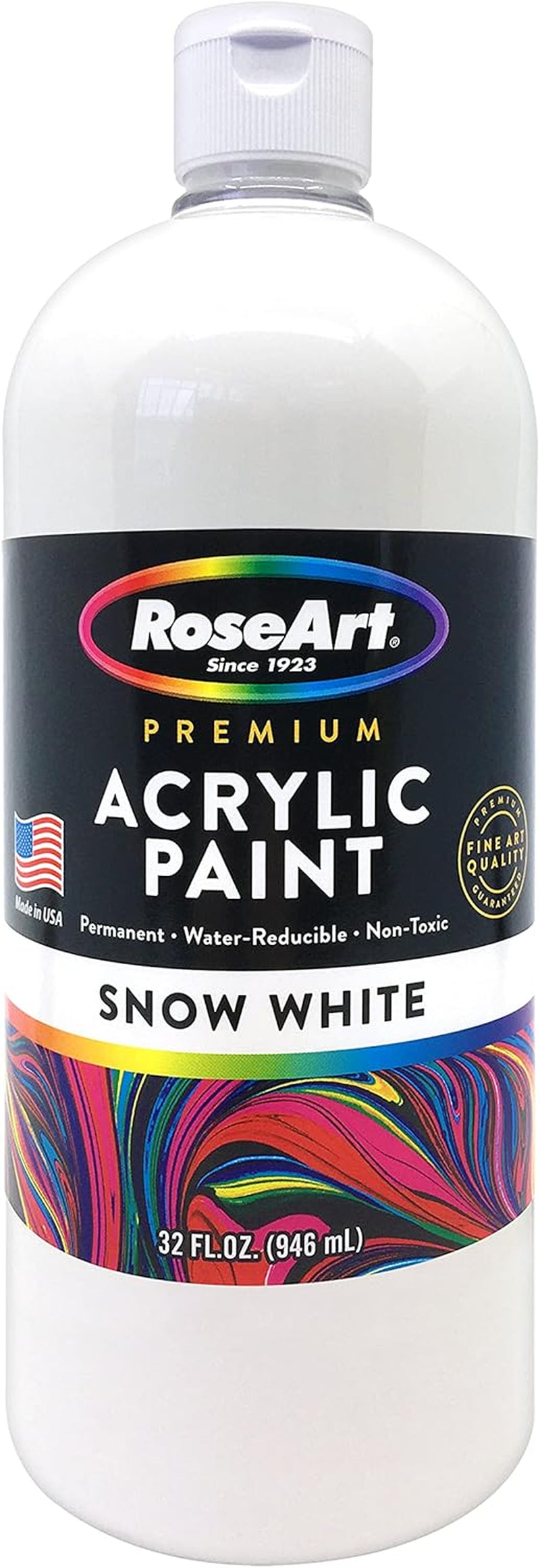 Roseart Acrylic Paint Snow White 32Oz Bottle