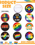 200 Pieces Pride Pins Pride Day Rainbow Buttons LGBT Pins Brooch for Hat Shirt Clothing Bag Decoration Party Supplies, 10 Styles