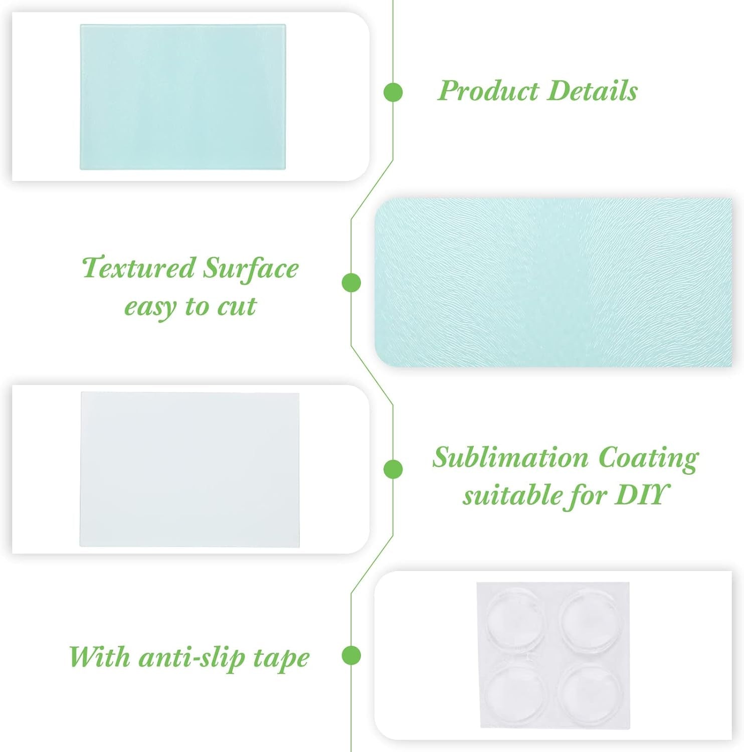 2 Pieces Sublimation Tempered Glass Cutting Board, Textured Sublimation Blank Supplies for Heat Press Machine (8 X 11 Inch)