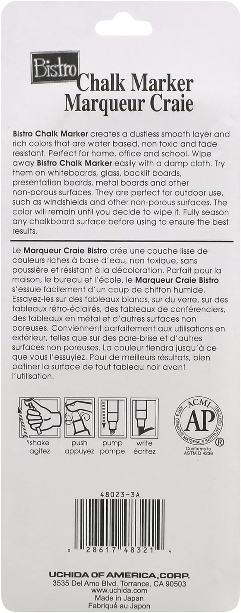 48023-3A Bistro Chalk Marker, 3 Tip Sizes, White