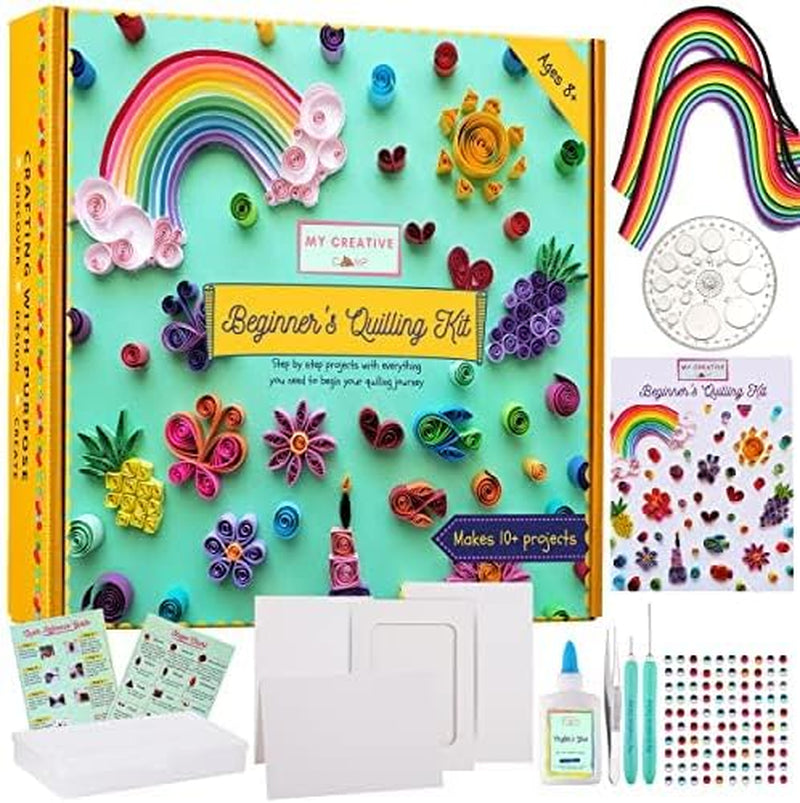 Beginner'S Quilling Kit for Kids and Adults, DIY Craft Kit for Kids and Adults, Paper Quilling Kit for Beginners with Tools, Instructions &amp; Storage Box, Makes 10+ Fun Projects