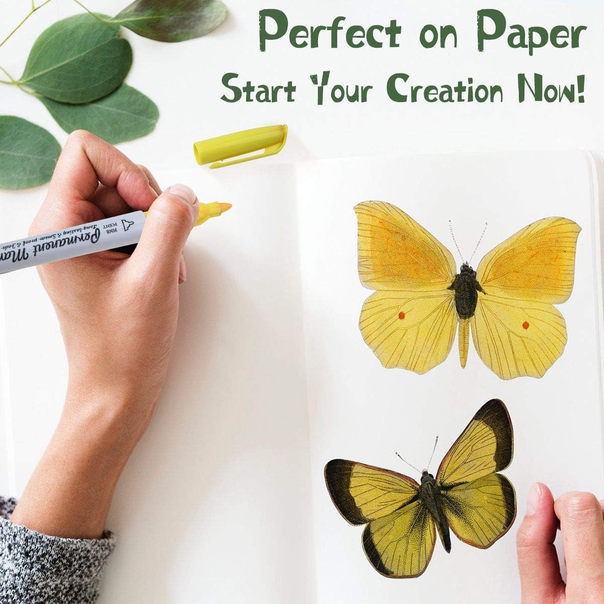 Permanent Marker, 30 Colors Fine Point Permanent Markers, Works Well on Paper, Canvas, Fabric, Crafts,Glass,Metal,Wood Good for Painting, Coloring and Doodling by