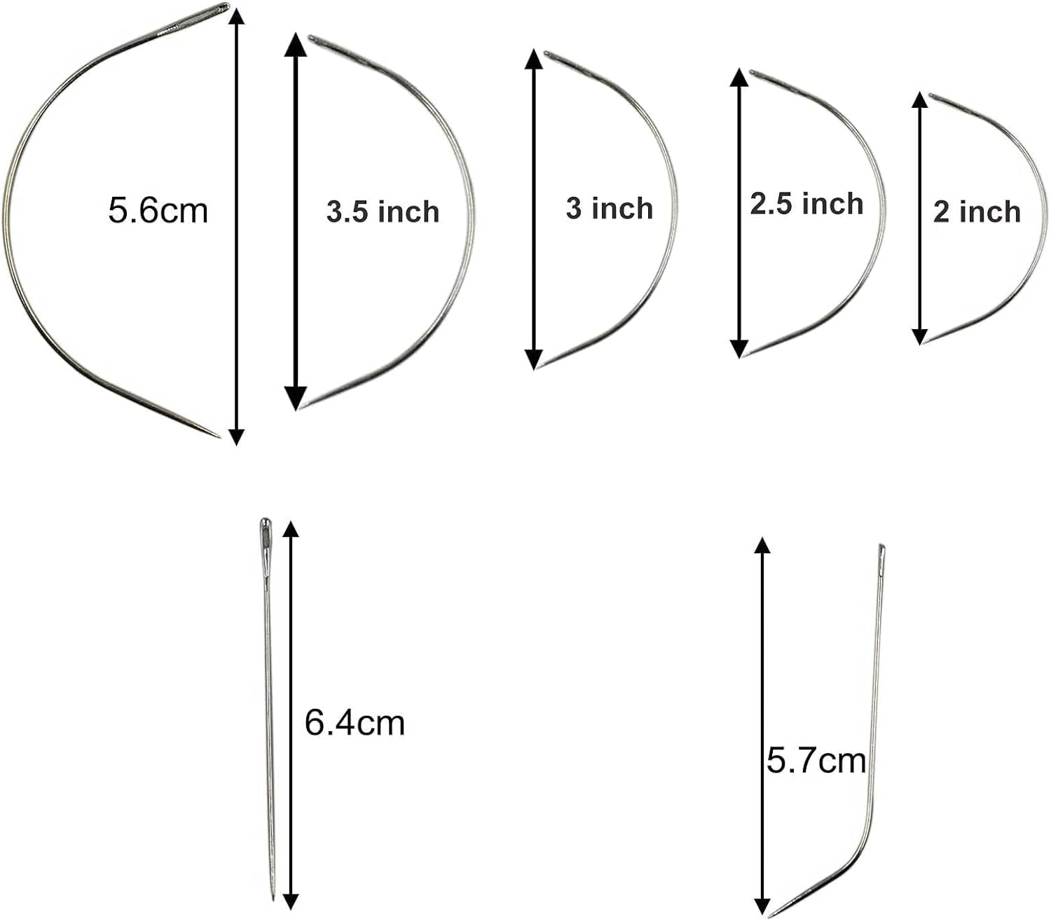 35 Pcs J I C Curved Needles Hand Sewing Needles Hair Weave Needles for Wig Making, Carpet Leather, Canvas Repairing, Modelling and Crafts Sofa Cloth, Shoes