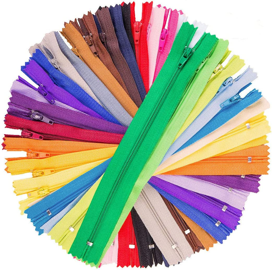100 Pcs 9 Inch Nylon Coil Zippers Tailor Sewer Bulk for Sewing Crafts 25 Colors