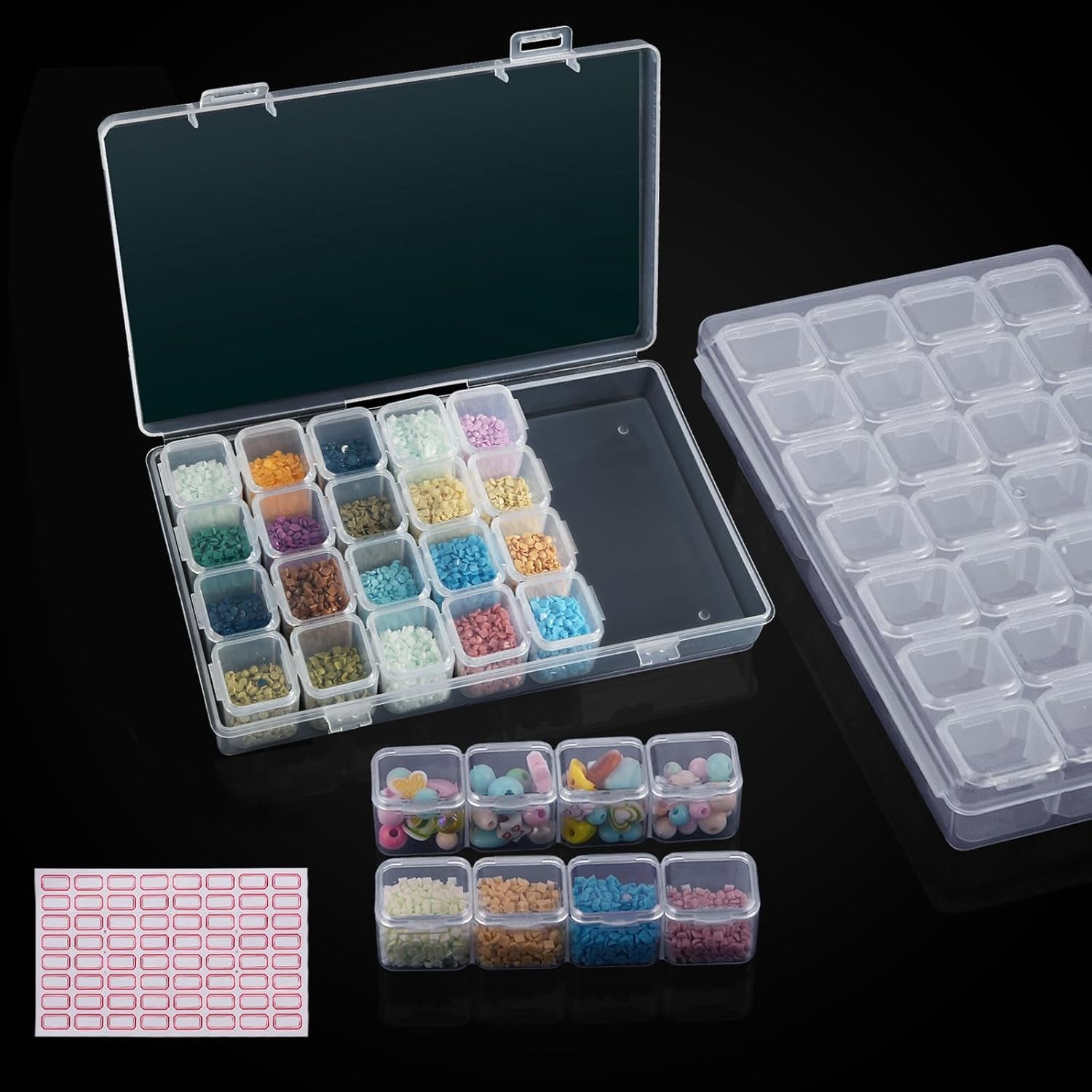 56 Slots Diamond Painting Storage Containers, 56 Girds 1 Pack, Bead Storage Containers, Diamond Art Organizer Box, Diamond Painting Accessories, Embroidery Storage with Label Stickers