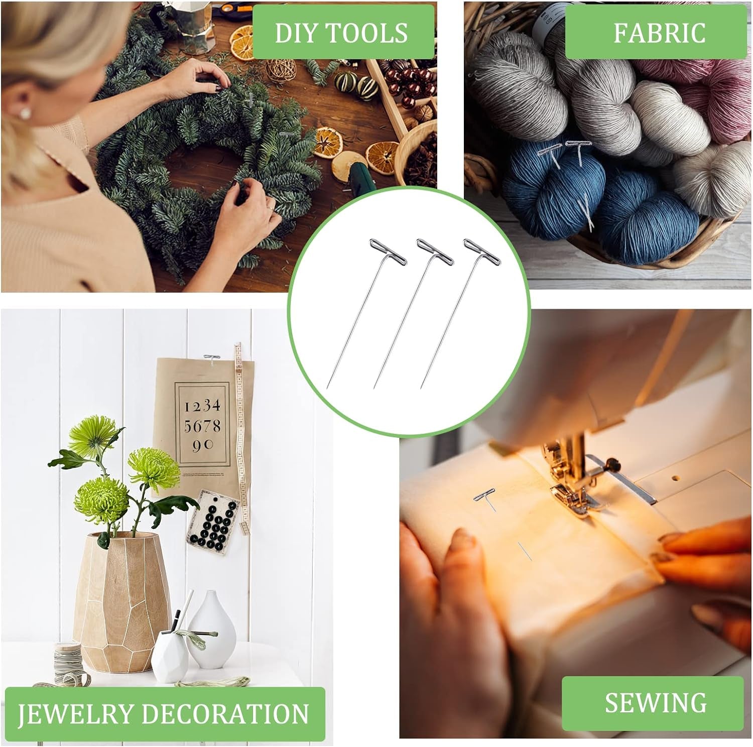 200Pcs T Pins, 2 Inch Sewing Pins, Stainless Steel Wig Pins for Wigs, T-Pins for Foam Head, Long Straight Pins for Sewing, Craft, Quilting and Blocking Knitting, Office, Decoration by