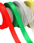 4 Rolls 100 Yards Christmas Ribbons 1Inch Wide Holiday Satin Ribbons Fabric for Gift Wrapping and DIY Craft, Red & Green & Gold &White