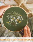 4 Pack Flower Embroidery Kit for Beginners with Pattern and Instructions, Cross Stitch Kits Include 2 Wooden Embroidery Hoops Color Threads Needlepoint Kit for Adults