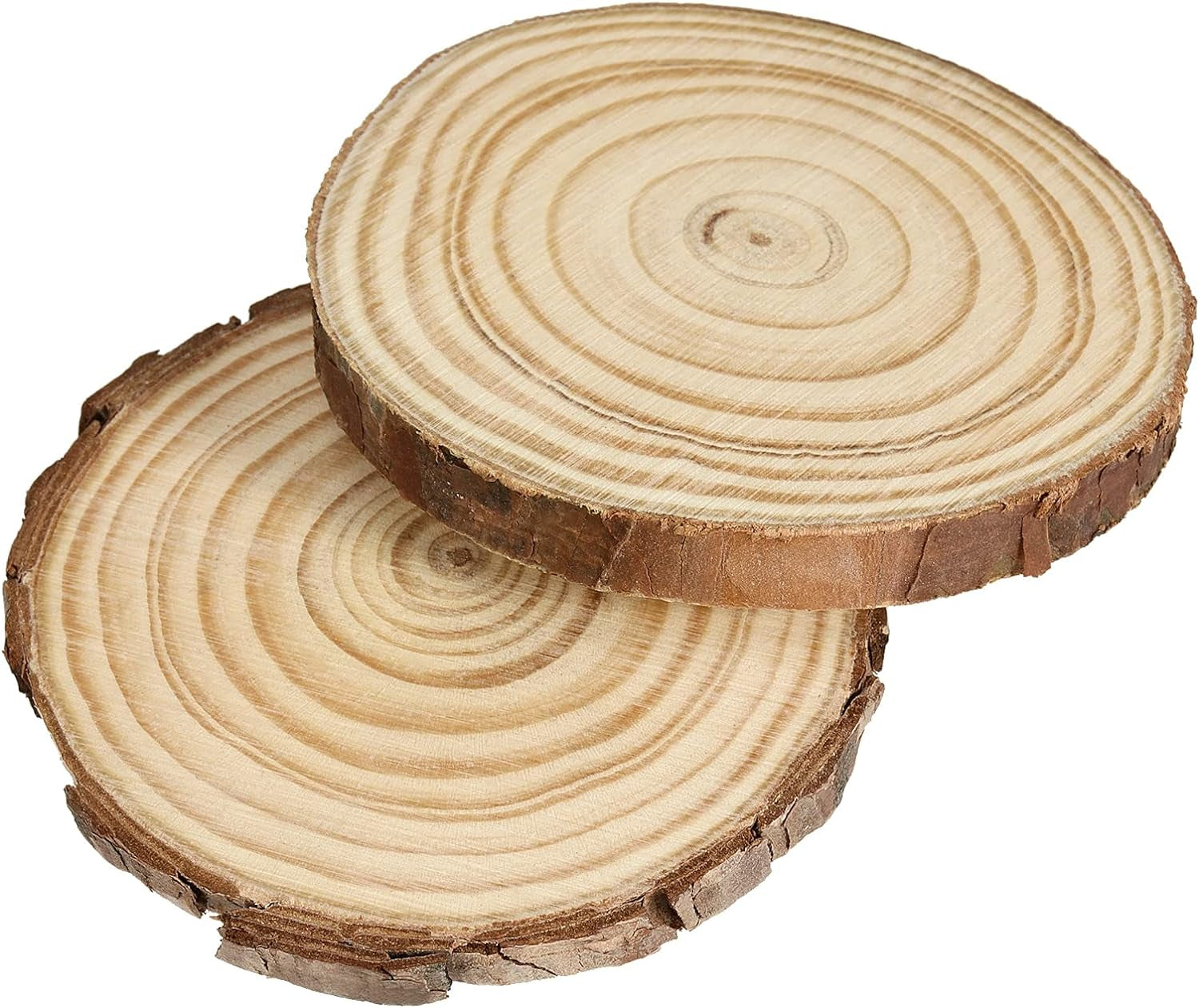 80 PCS 3.5-4 Inch Wood Slices, Natural Wood Circle Slices with Bark, Unfinished Wood Discs for DIY Crafts, Christmas Ornaments, Wedding Decorations