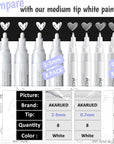 White Paint Pen Acrylic Marker: 8 Pack 0.7Mm White Paint Marker for Black Paper, Metal, Wood, Plastic, Ceramic, Metallic, Rock Painting, Drawing, Extra Fine Point, Ideal for Artist & Students