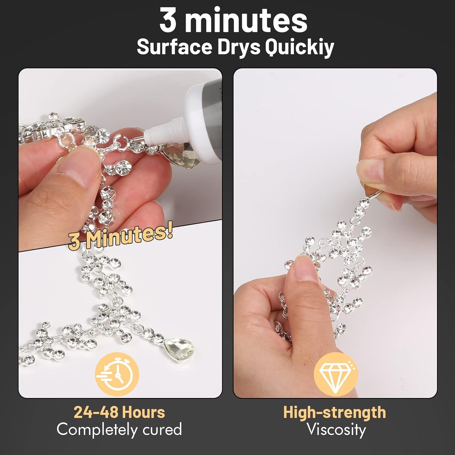 Upgrade B-7000 Jewelry Bead Glue for Crystal Rhinestone, Clear Fabric Glue 3Pcs 25Ml 0.9 Fl Oz Multipurpose Adhesive for Rhinestone Crafts Fabric Metal Stone Nail Art Wood Glass(75Ml / 2.7Oz in Total)