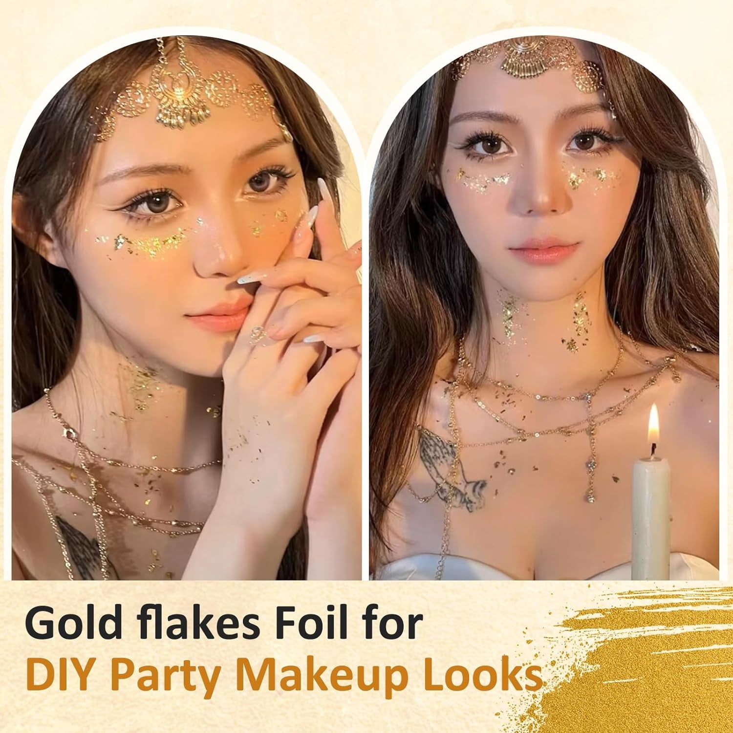 Gold Foil Flakes for Resin -15G, Jewelry Making, Imitation Gold Foil Flakes Metallic Leaf for Nails, Painting, Crafts, Slime and Resin Jewelry Making (Gold, Silver, Copper Colors)