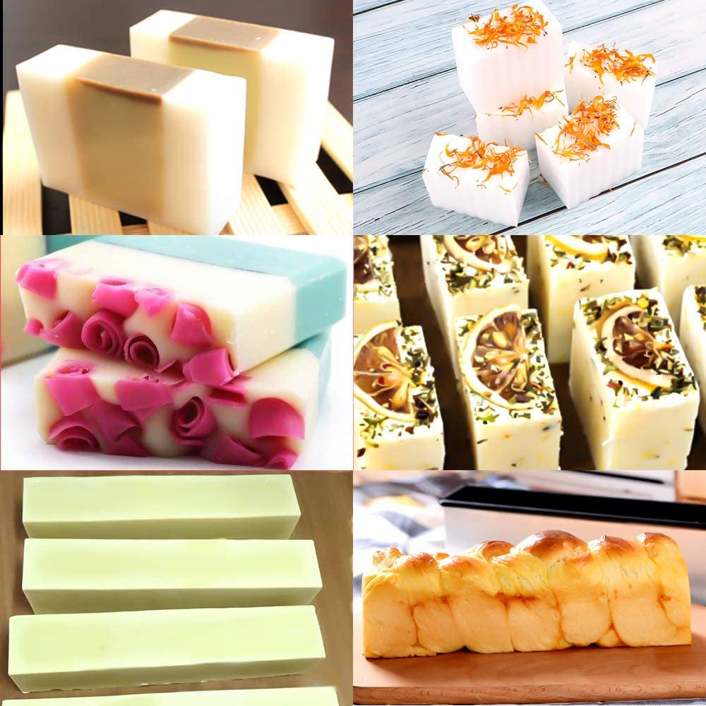 Silicone Soap Mold for Soap Making, Rectangular Loaf Soap Mold with Wooden Boxes, 2 Cutters and 100Pcs Bags, 2Pcs, 42Oz