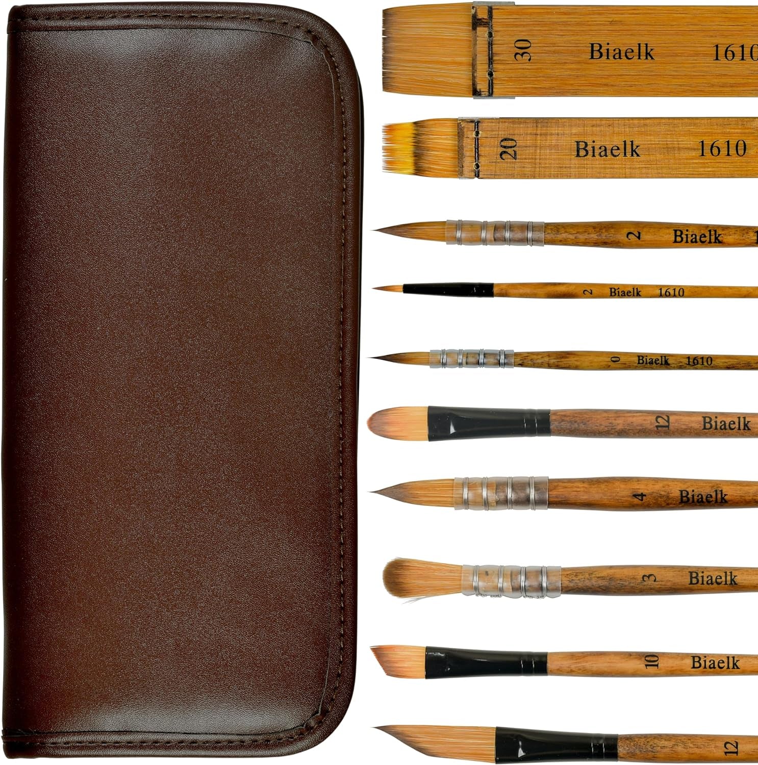 1610 Professional Watercolor Paint Brushes, 10PCS Variety Brushes for Beginners and Professionals Including Pointed Rounds, Flats, Dagger, for Watercolors,Acrylics,Inks,Gouache,Oil and Tempera