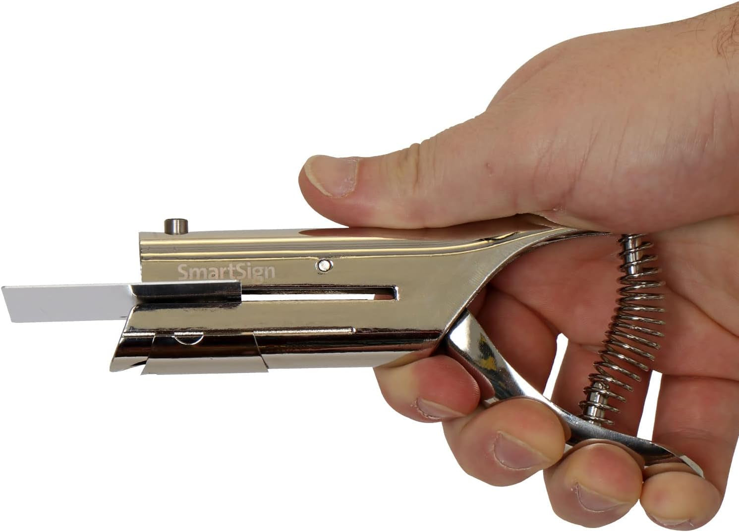 Single Hole Heavy Duty Hand Held Hole Punch - 1/8 Inch (3 Mm) Hole Punch, 2 Inch Reach, for Id Card, PVC Card, Badge, Foil, 5&quot; Tall, Silver