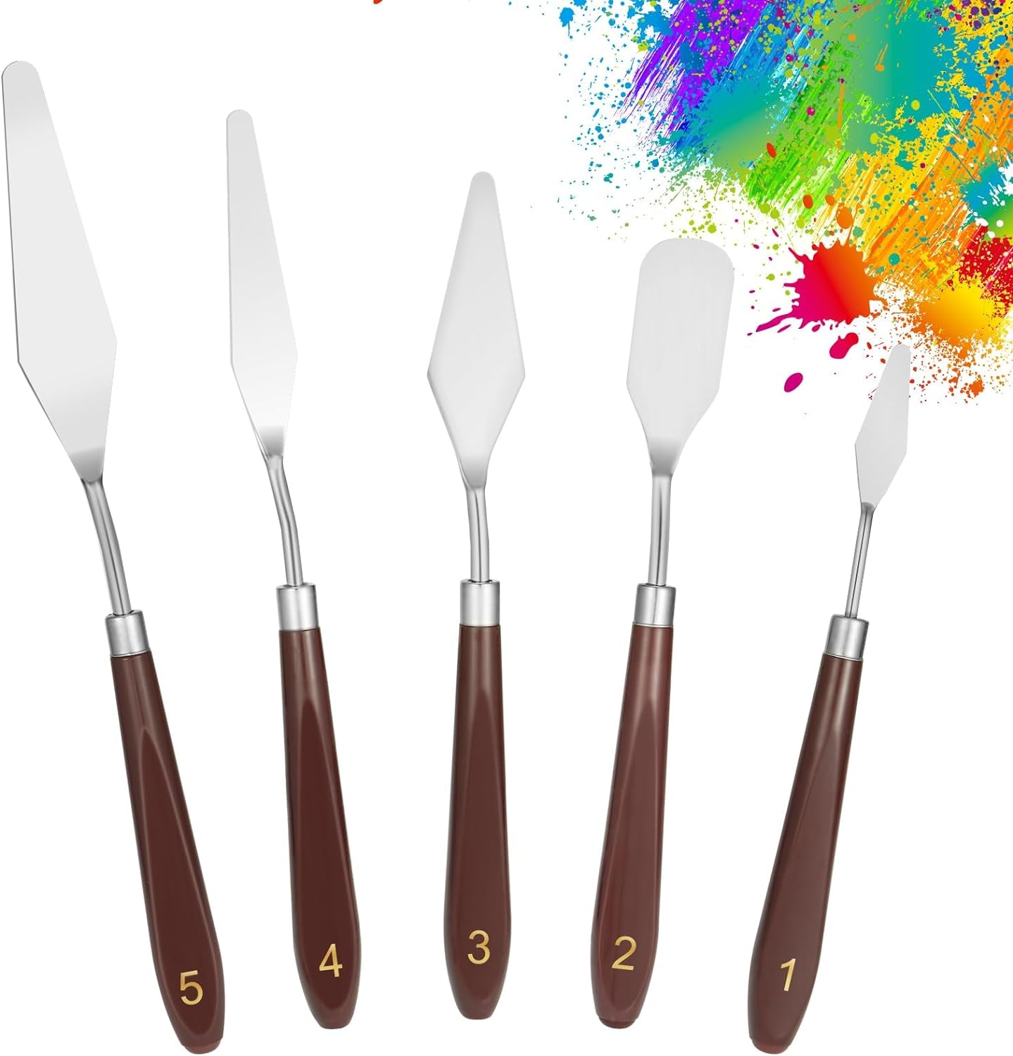 5Pcs Palette Knife,Stainless Steel Spatula Palette Knife Set, Pallet Knife,Painting Knives,Oil Painting Accessories for Oil, Canvas, Acrylic Painting by