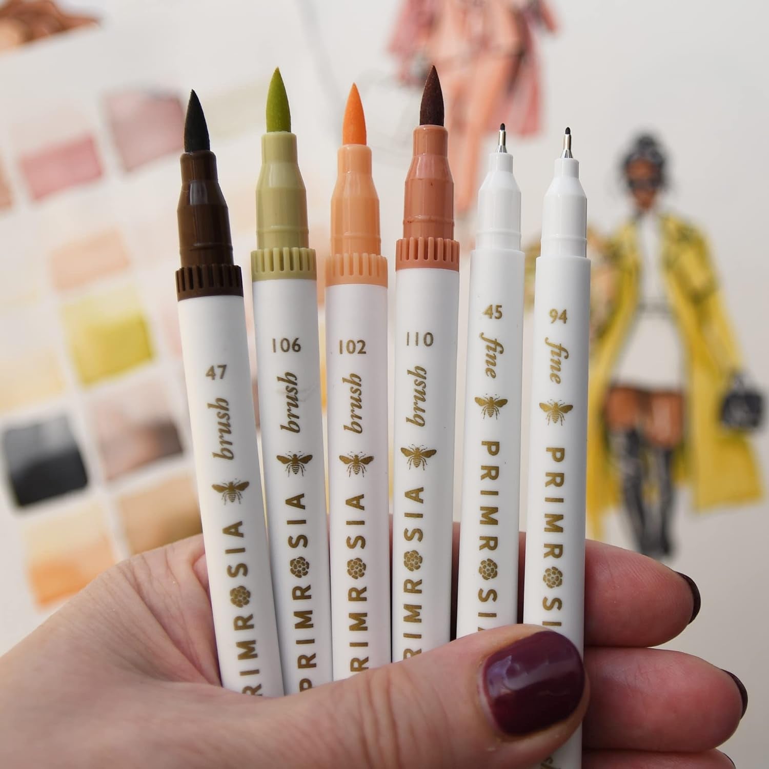 24 Skin Tones Dual Tip Marker Pens, Hair and Portrait Watercolor Sketch Set – Fine and Brush Ends, Art Supplies for Coloring, Sketching and Drawing