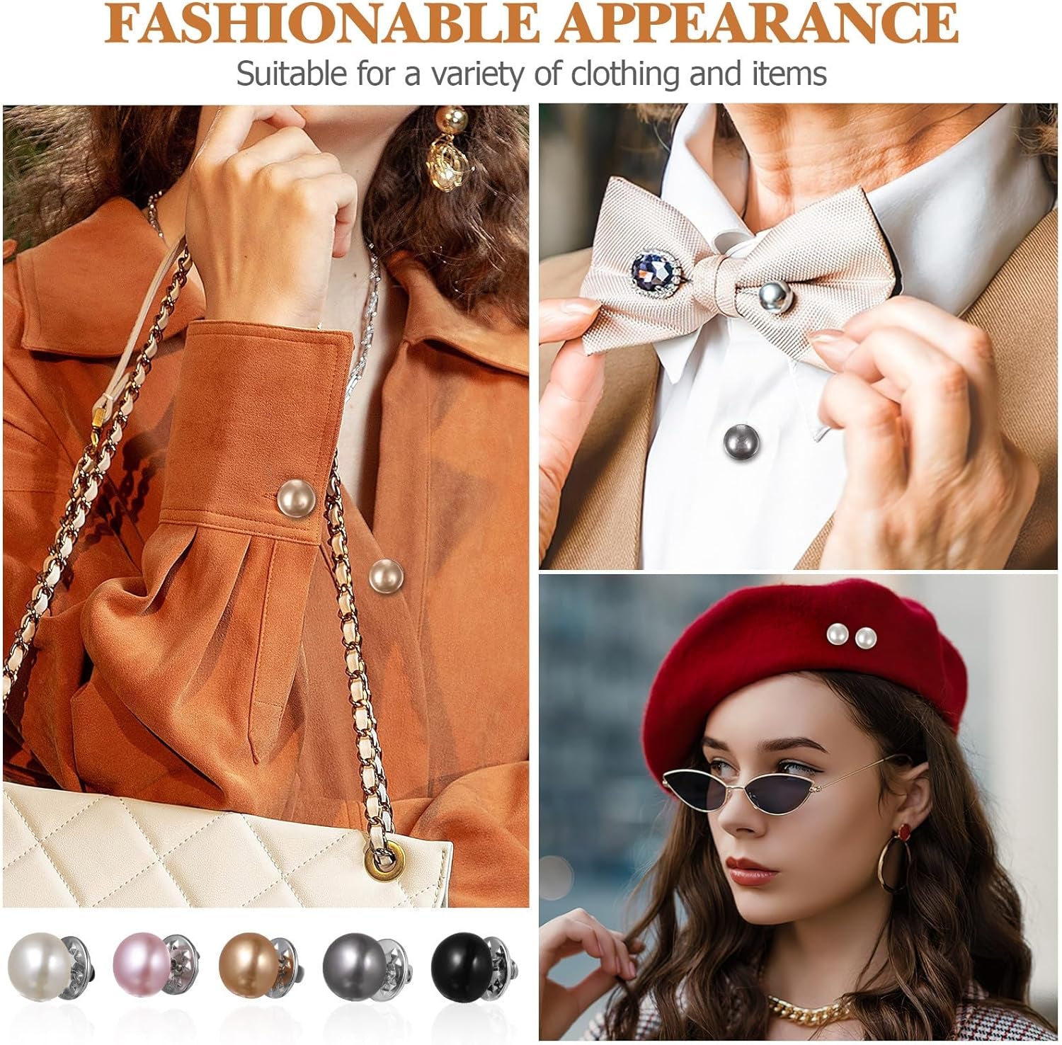Women Shirt Brooch Pins: 25Pcs Pearl Cover up Button Pin Safety Brooch Buttons - No Sew Metal Tie Tacks Clips for Clothing Dress Supplies Decoration