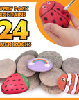 24Pcs River Rocks for Painting- 2-4 in Extra Large Hand Picked Rock-Thick-Flat-Smooth Painting Rocks- Perfect for DIY, Kids Crafts, Kindness Stone, Garden & Home Decor, Holiday Easter Gift