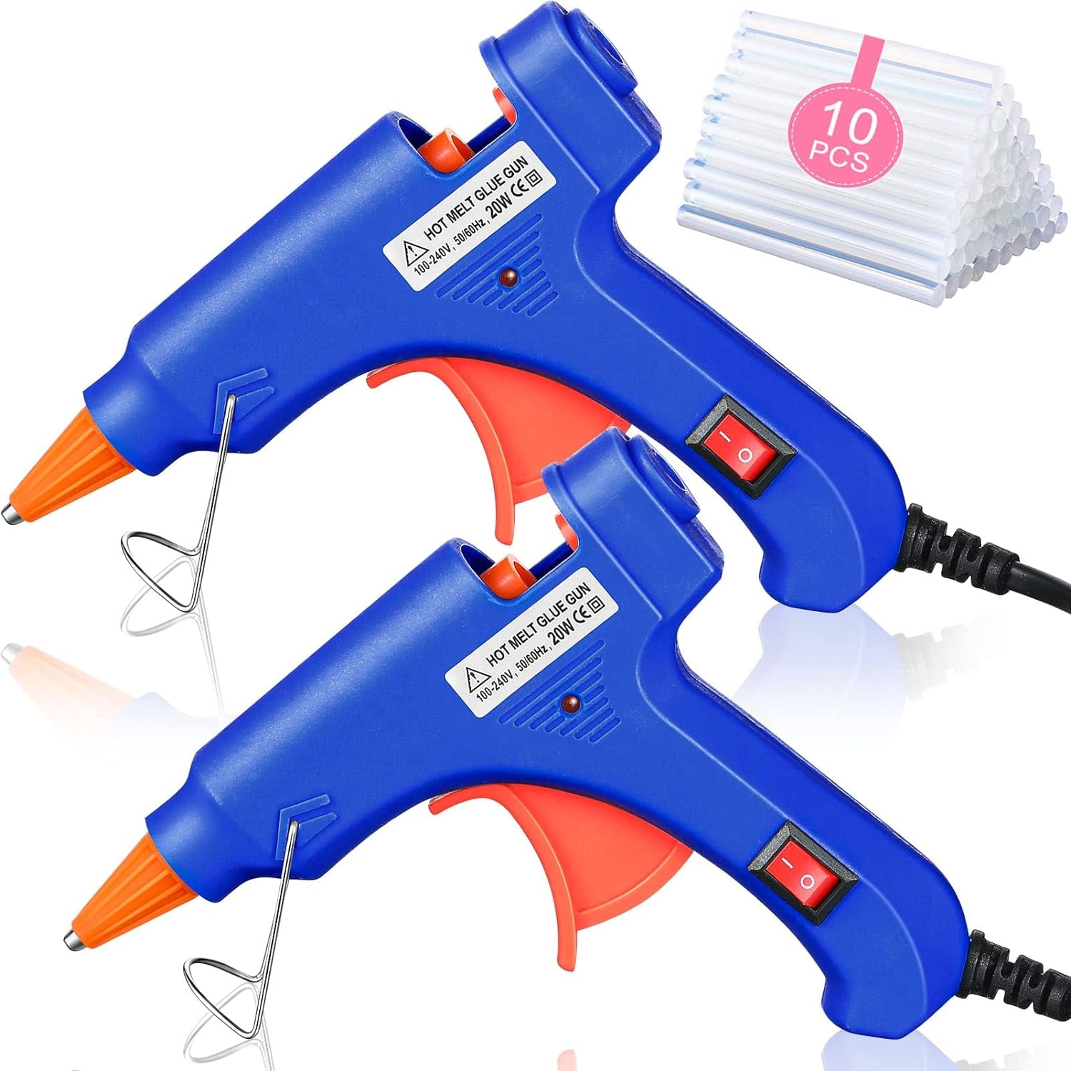 Mini Hot Glue Gun with Glue Sticks for Class Projects Small Hot Melt Gun for Kids Low Temp Glue Gun with Rubber Protector Craft Glue Gun for DIY Arts, Sealing, Home Repairs, 20 W (4 Pieces)